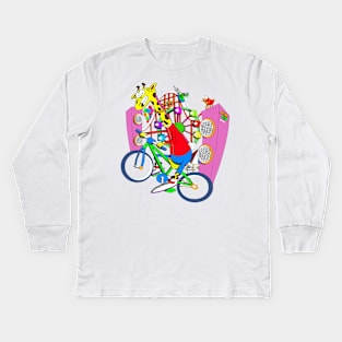 Giraffe BMX Circus Kids Long Sleeve T-Shirt